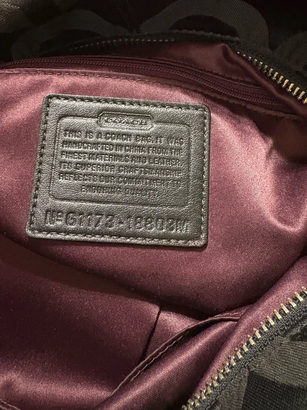 Coach Black Signature Monogram Hobo Shoulder Bag